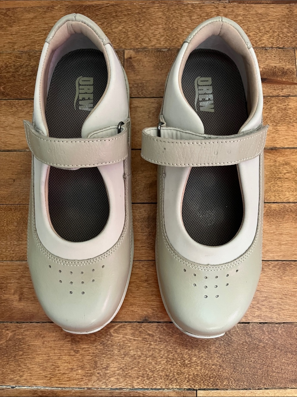 Drew Rose Mary Jane Shoes 8W Bone Soft Pebble Leather Orthopedic Comfort - Picture 9 of 13